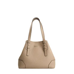 TOTE BAG MIDI COLOR TORTORA In pelle martellata