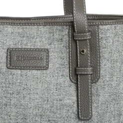 TOTE BAG MIDI GRIGIO CHIARO In lana e pelle