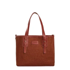 TOTE BAG MIDI MARRONE CHIARO In lana e pelle