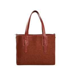 TOTE BAG MIDI MARRONE CHIARO In lana e pelle