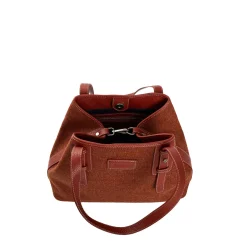 TOTE BAG MIDI MARRONE CHIARO In lana e pelle